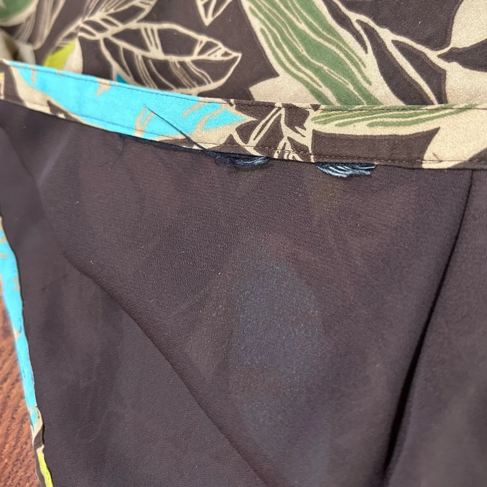 Vintage A-Line Floral Print Skirt - Brown and Blue - Picture 6 of 9